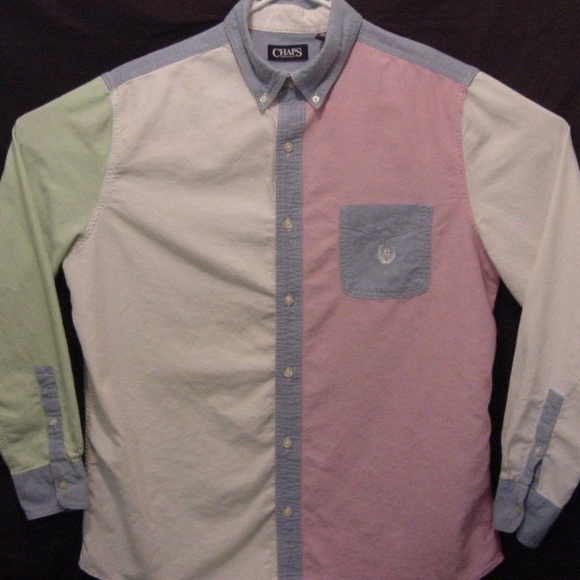 Other - Vtg Chaps Men's Color Block Shirt Preppy Pastel L